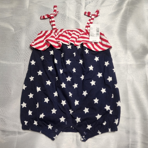 🎉 Baby Girls Americana Stars Romper - White - 3-6 Months - The Children's Place - Picture 3 of 5